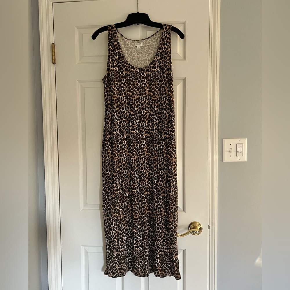 Worn once! J Crew Leopard Print T shirt Dress, Size Small